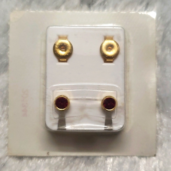 New Original Caflon Earrings with Colored Stone for Baby Girls Gold and Red. - Picture 1 of 6